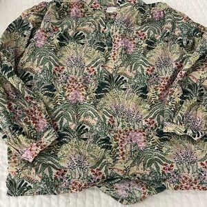 Trovata Birds of Paradis floral green blouse